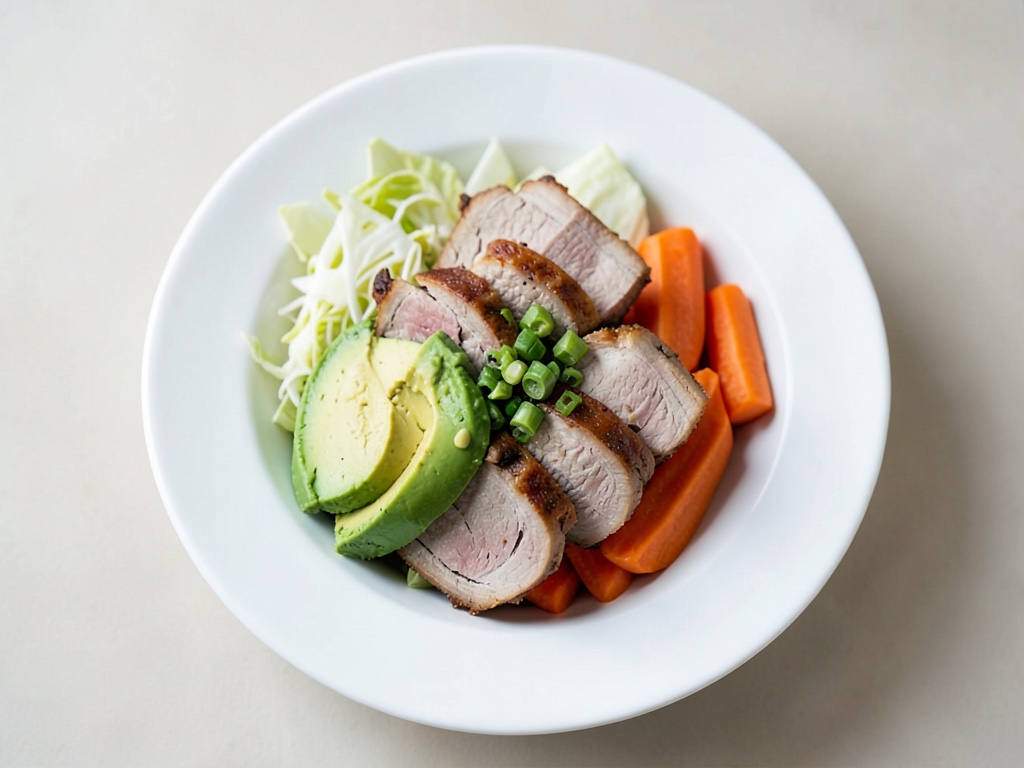 Schweinefleisch-Bowl mit Avocado