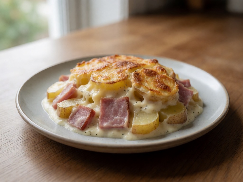 Kartoffelgratin mit Schinken in der Heißluftfritteuse
