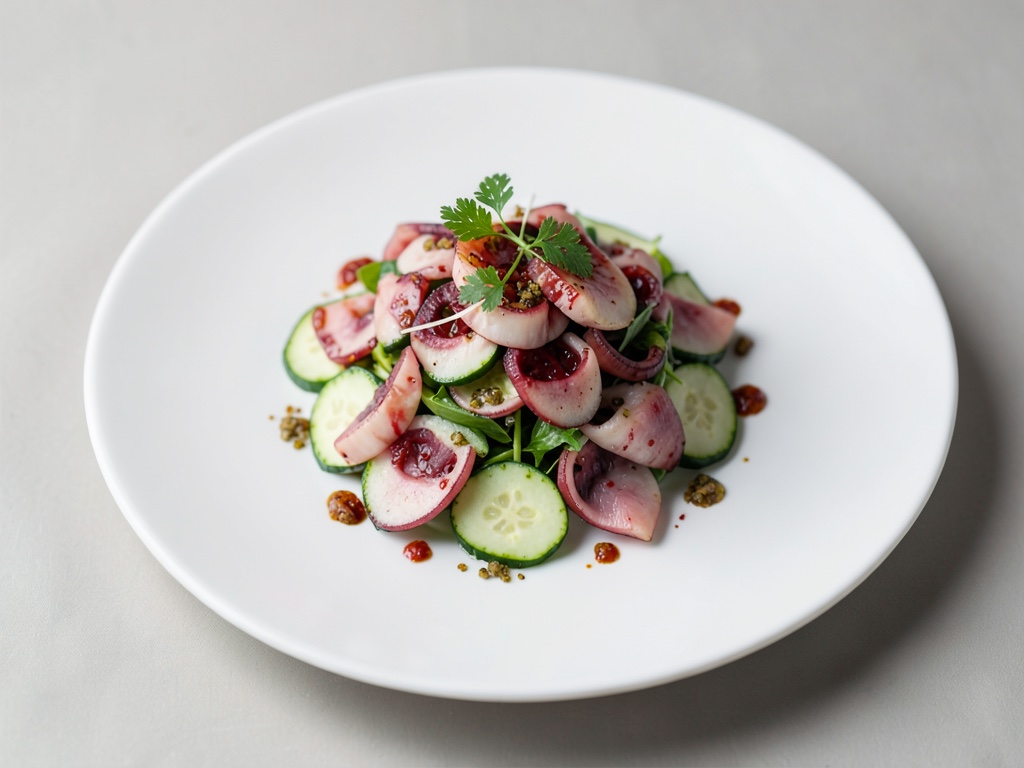 Insalata fredda di polpo, cetriolo e pimento