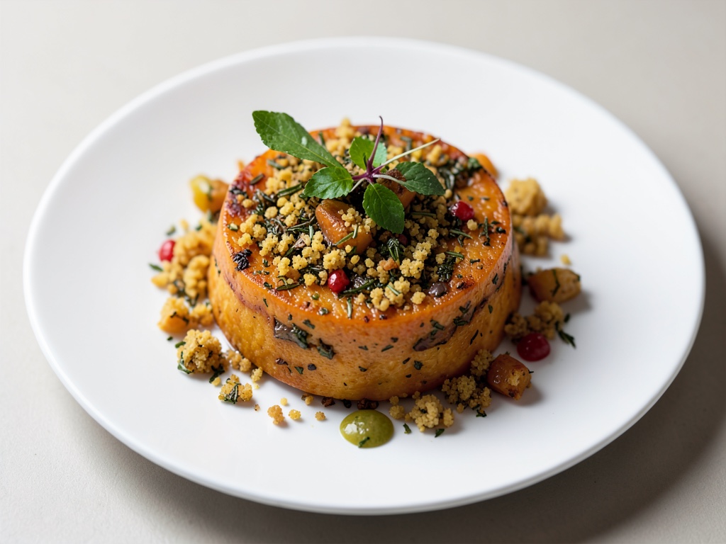 Herbstliches Kürbis-Tian mit Kräuter-Semmelbröseln