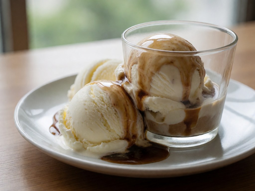 Klassischer Affogato mit hausgemachtem Sirup