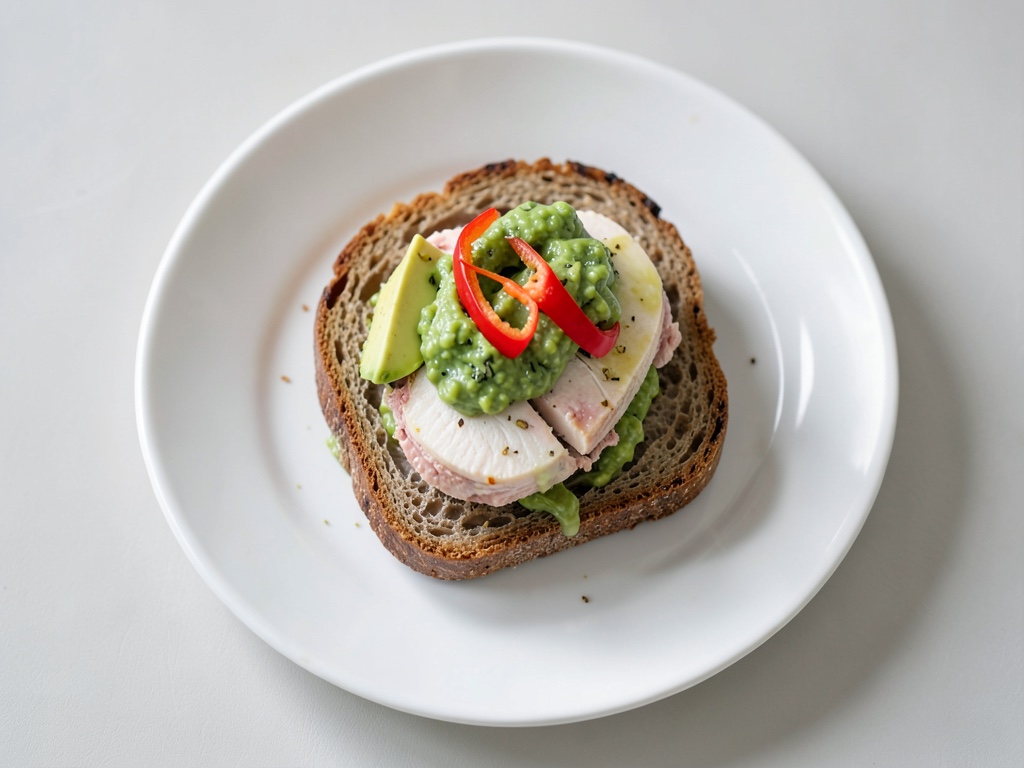 Schneller Hähnchen-Avocado-Toast mit Chili