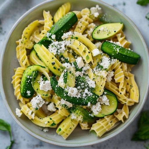Limetten-Penne mit Zucchini und Feta