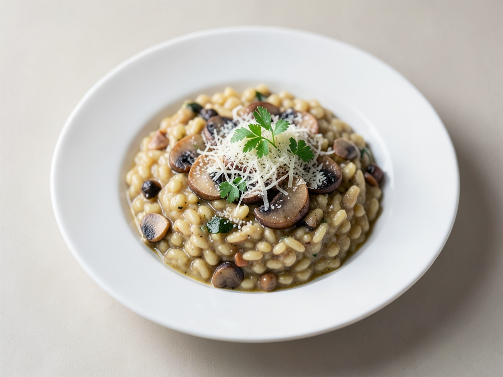 Schnelle Champignon-Pfannen-Risotto mit Parmesan
