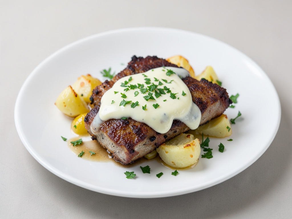 Schnellkotten-Schnitzel mit Kräuterbutter & Gratinkartoffel