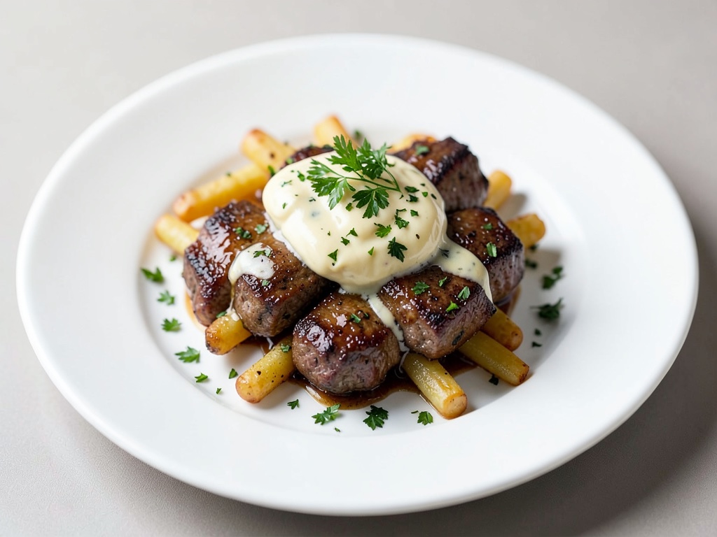 Schnelle Steak-Frites mit Kräuterbutter