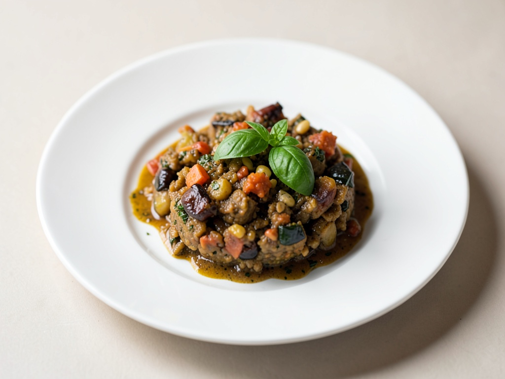 Klassische Ratatouille mit Basilikum