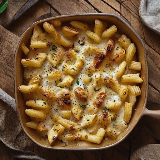 Ofen-Raque-Penne mit Knoblauch-Creme