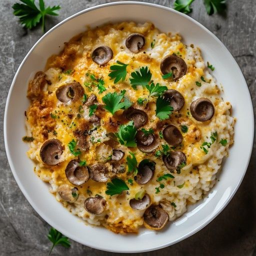 Risotto mit gerösteten Champignons und Knoblauchbutter