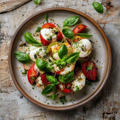 Insalata estiva di peperoni e burrata con pesto al basilico