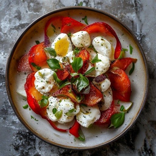 Carpaccio di Peperoni Tostati con Burrata