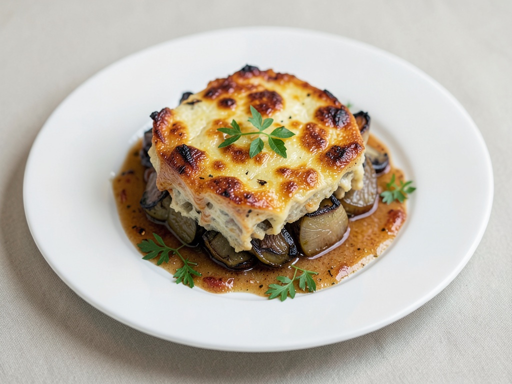 Gratin di Melanzane, Cipolle e Peperoni Tostati