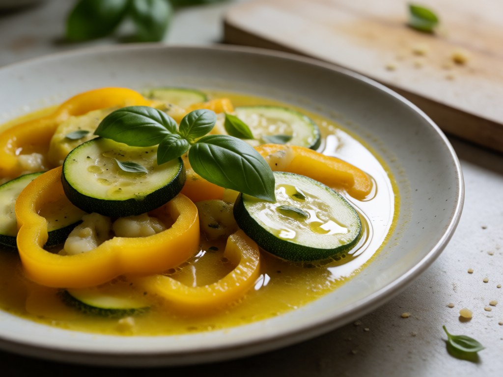 Geröstete Paprika-Zucchini-Brodo