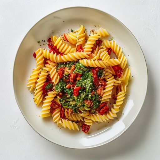 Geröstete Paprika-Basilikum-Pesto Pasta