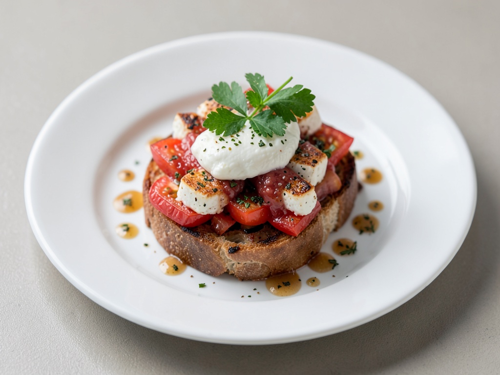 Bruschetta de tomate asado al horno con mozzarella