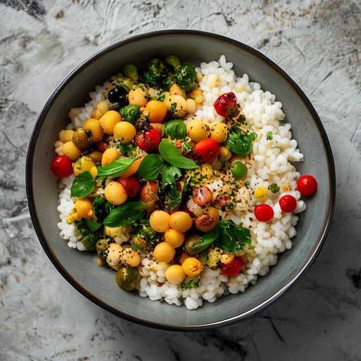Geröstetes Gemüse-Bowl mit Basilikum-Pesto