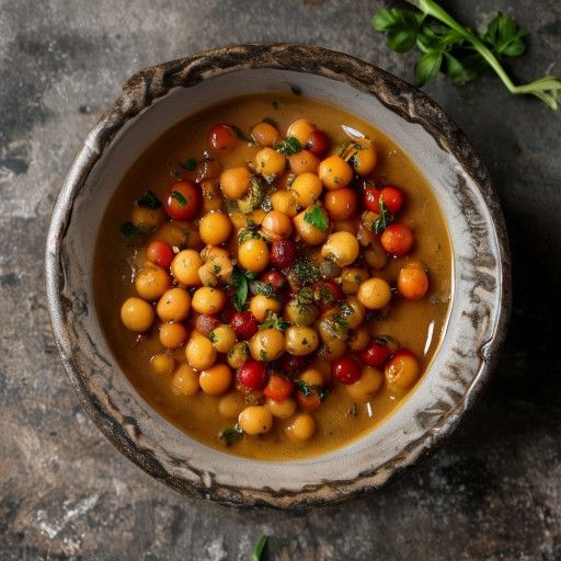 Guiso de garbanzos oxidado con tomates