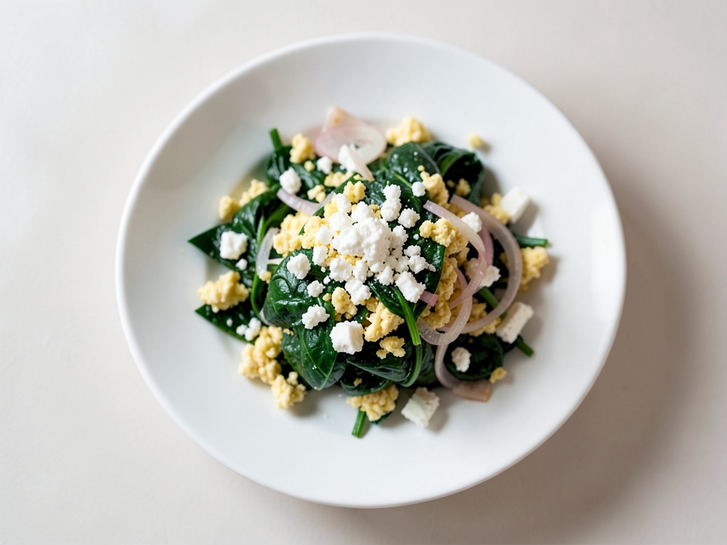 Huevos revueltos con espinacas y queso feta