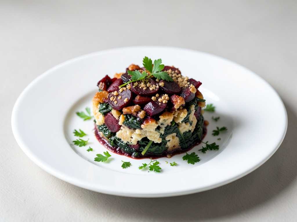 Rustikaler Roter-Bete-Spinat-Gratin