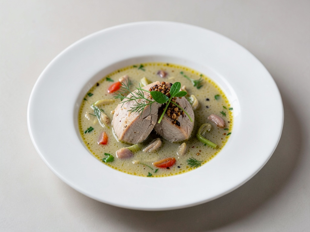 Sopa de pollo de bistró con hinojo