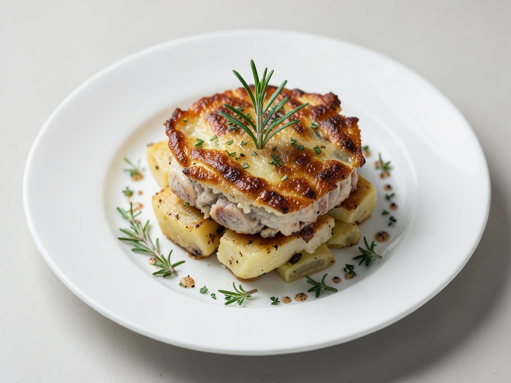 Rustikaler Hähnchen-Kartoffel-Gratin mit Rosmarin