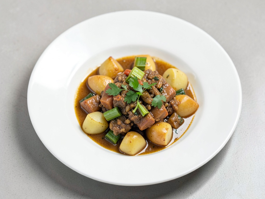 Guiso de granjero con patatas y puerro