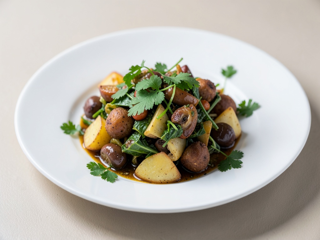 Insalata rustica di patate con olio d'oliva e coriandolo