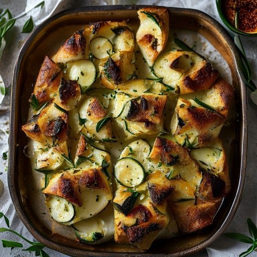 Focaccia rústica con calabacín y queso feta