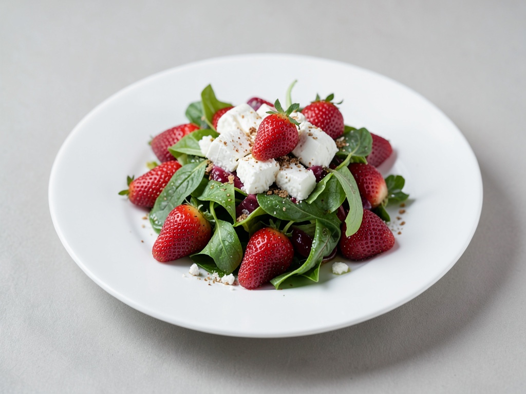 Insalata di Provenza con fragole fresche e formaggio di capra