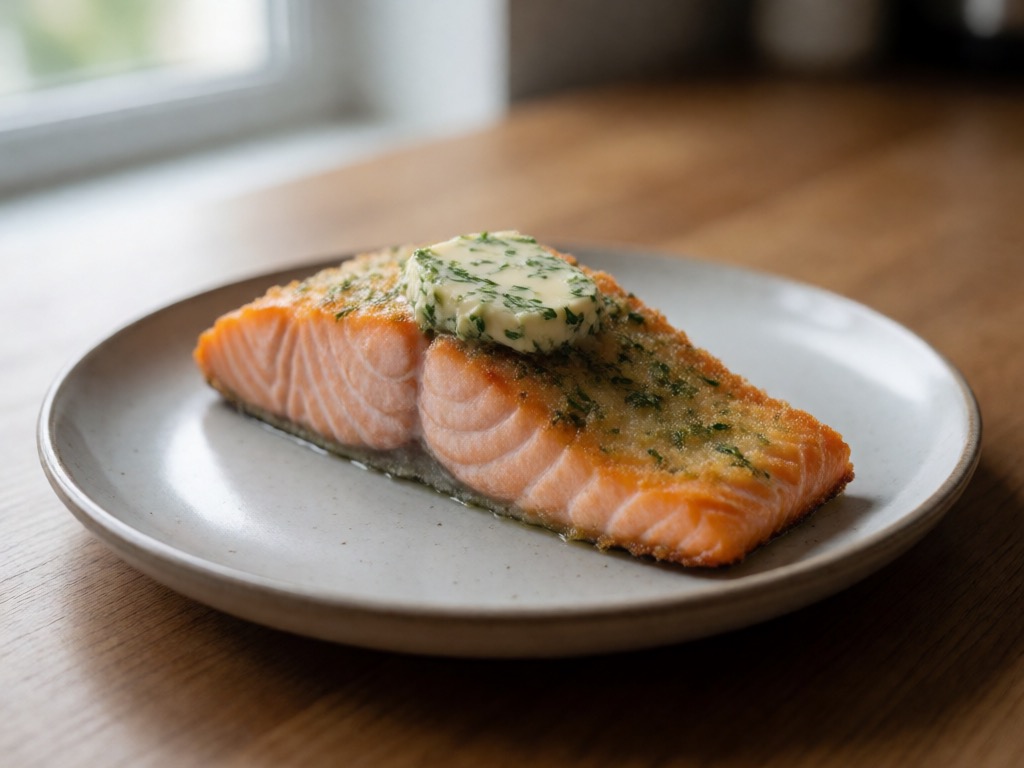 Lachsfilet mit Kräuterbutter im Airfryer