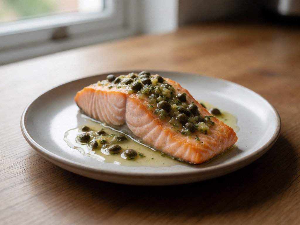 Lachsfilet mit Zitronen-Kapern-Dressing im Airfryer