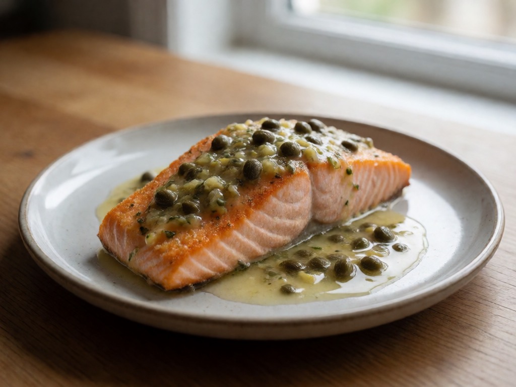 Lachsfilet mit Zitronen-Kapern-Sauce im Airfryer