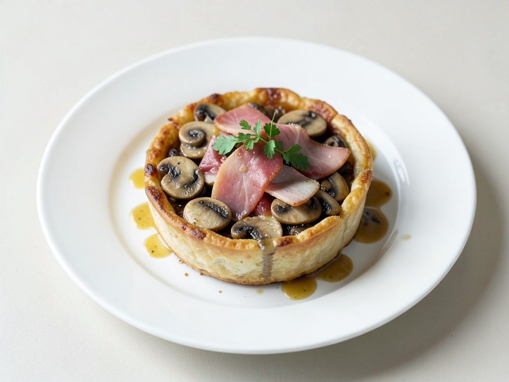 Herzhaftes Tarte Tatin mit Champignons und Schinken