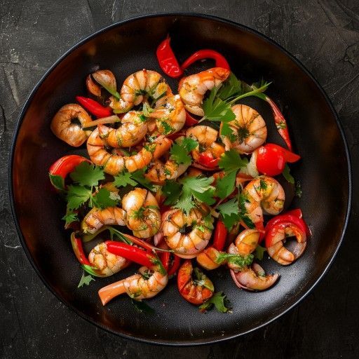 Schnelle Knoblauchgarnelen mit Paprika