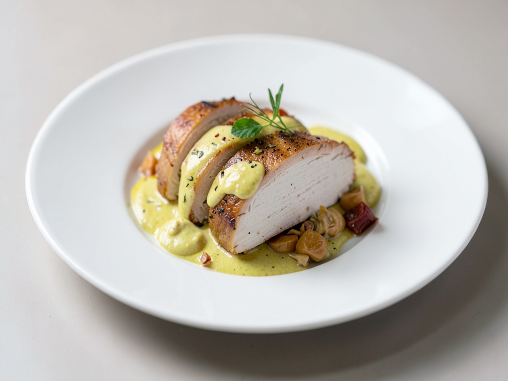 Schneller Geschnetzelter Hähnchen mit Senf-Sahne