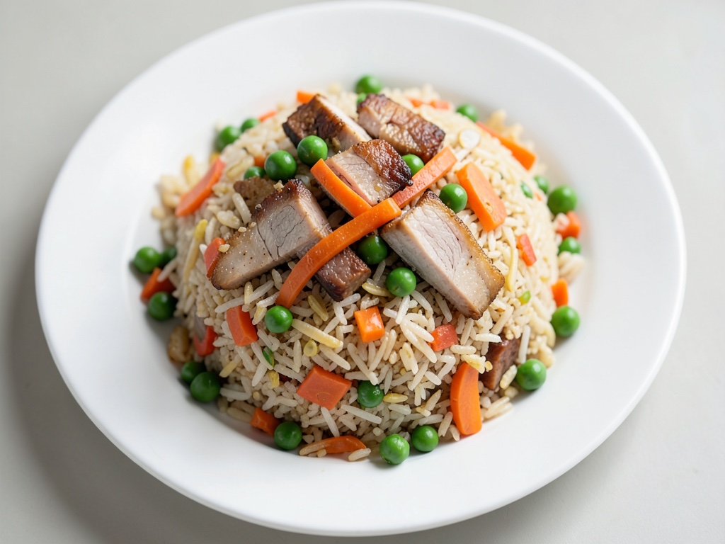 Schweinefleisch mit gebratenem Reis