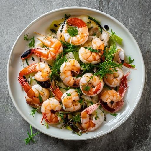 Insalata di mare nordica con aneto e condimento al limone