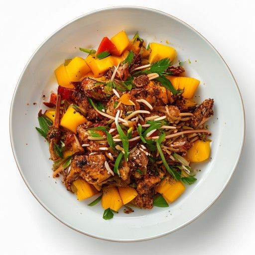 Smoked-Paprika-Hähnchen-Nudel-Bowl mit Mango-Salsa