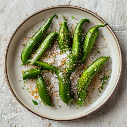 Pimientos de Padrón asados con mantequilla de ajo