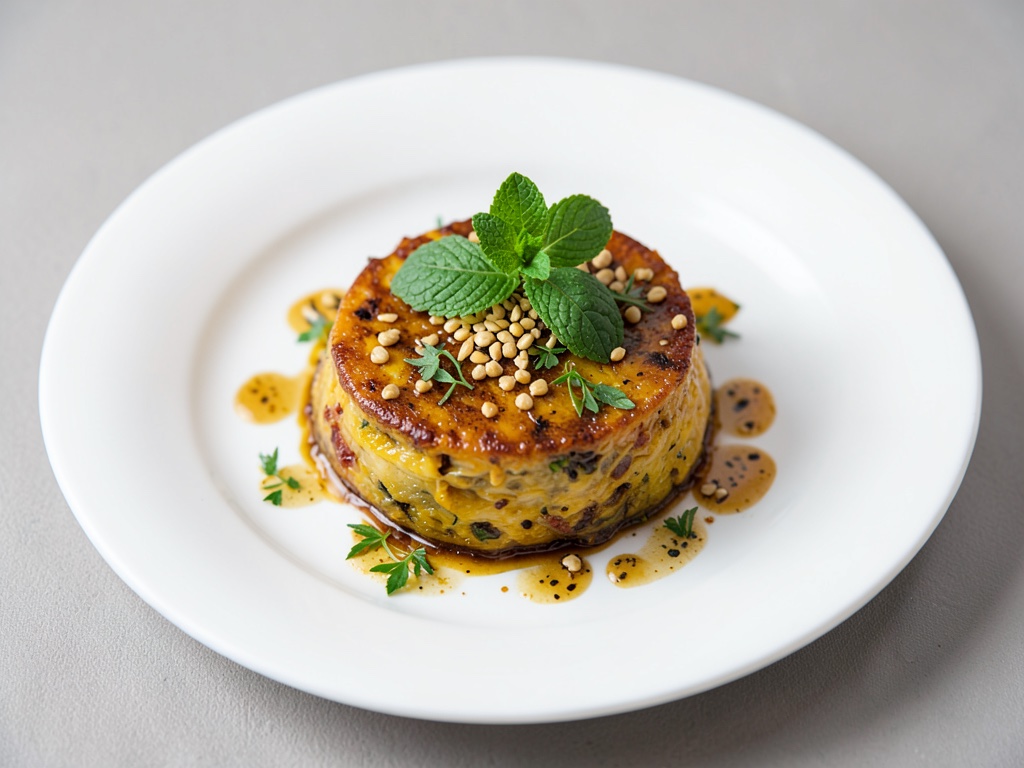 Sonnenblumen-Knoblauch-Tian mit frischer Minze