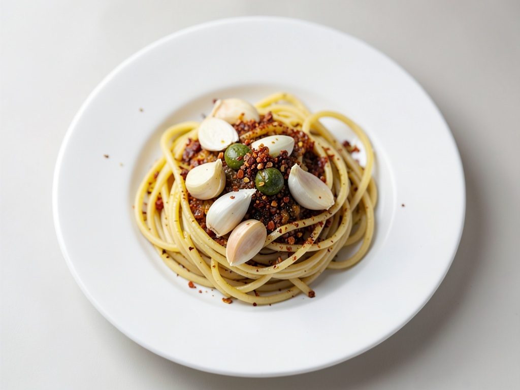 Spaghetti Aglio e Olio mit veganer Note
