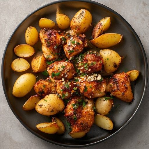 Spanische Knoblauch-Huhn-Pfanne mit Kartoffeln