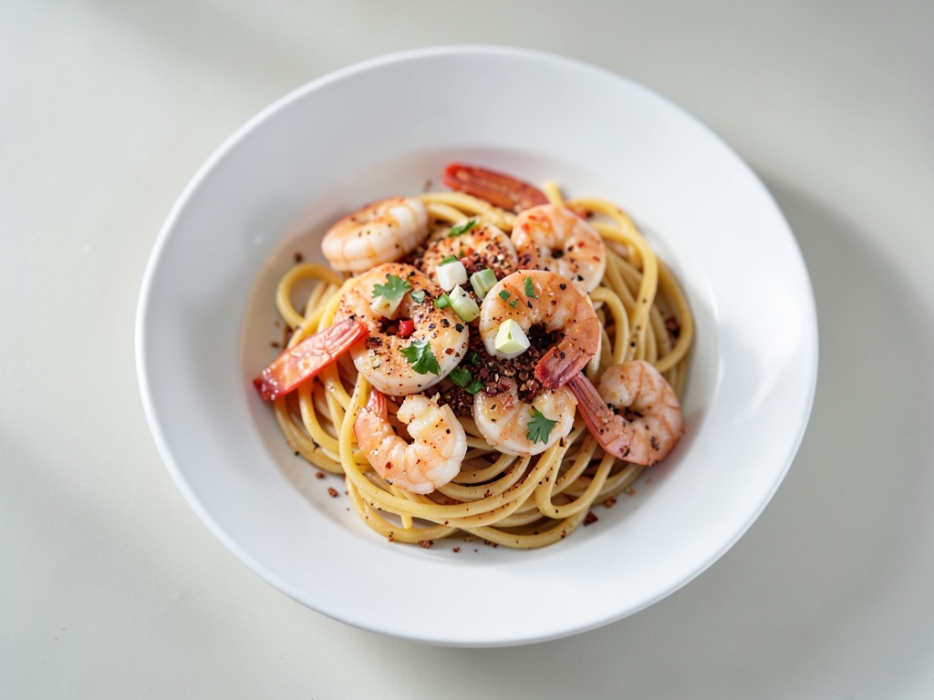 Schnelle scharfe Garnelen-Pasta