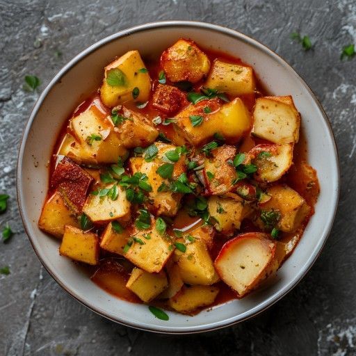 Schärfer Kartoffel-Tofu-Bowl mit Romesco-Dip