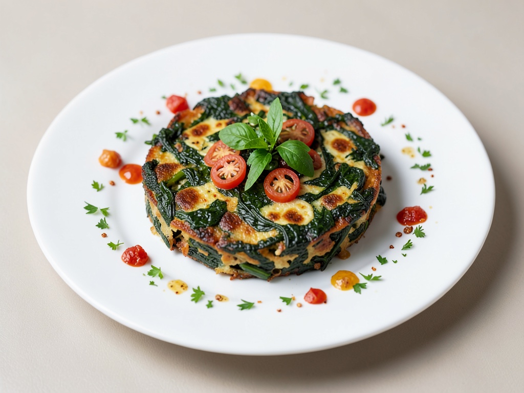 Tortilla spagnola di spinaci con peperoni
