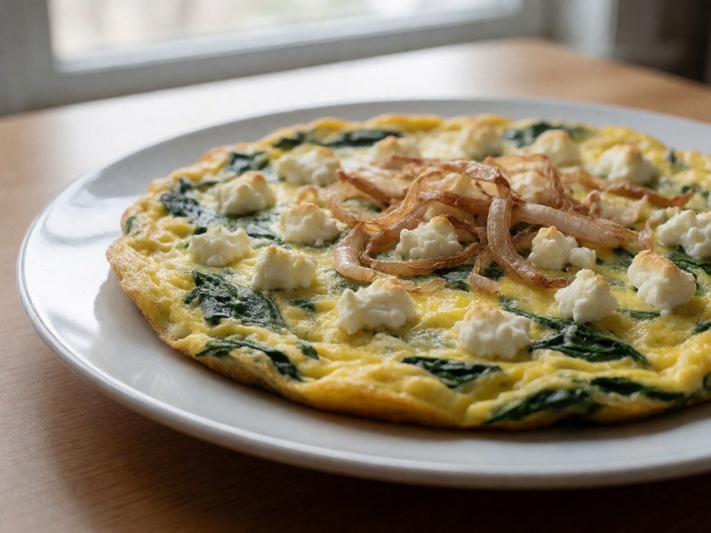 Magerquark-Frittata mit Spinat und Ziegenkäse