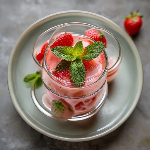 Erdbeer-Panna Cotta mit Minze