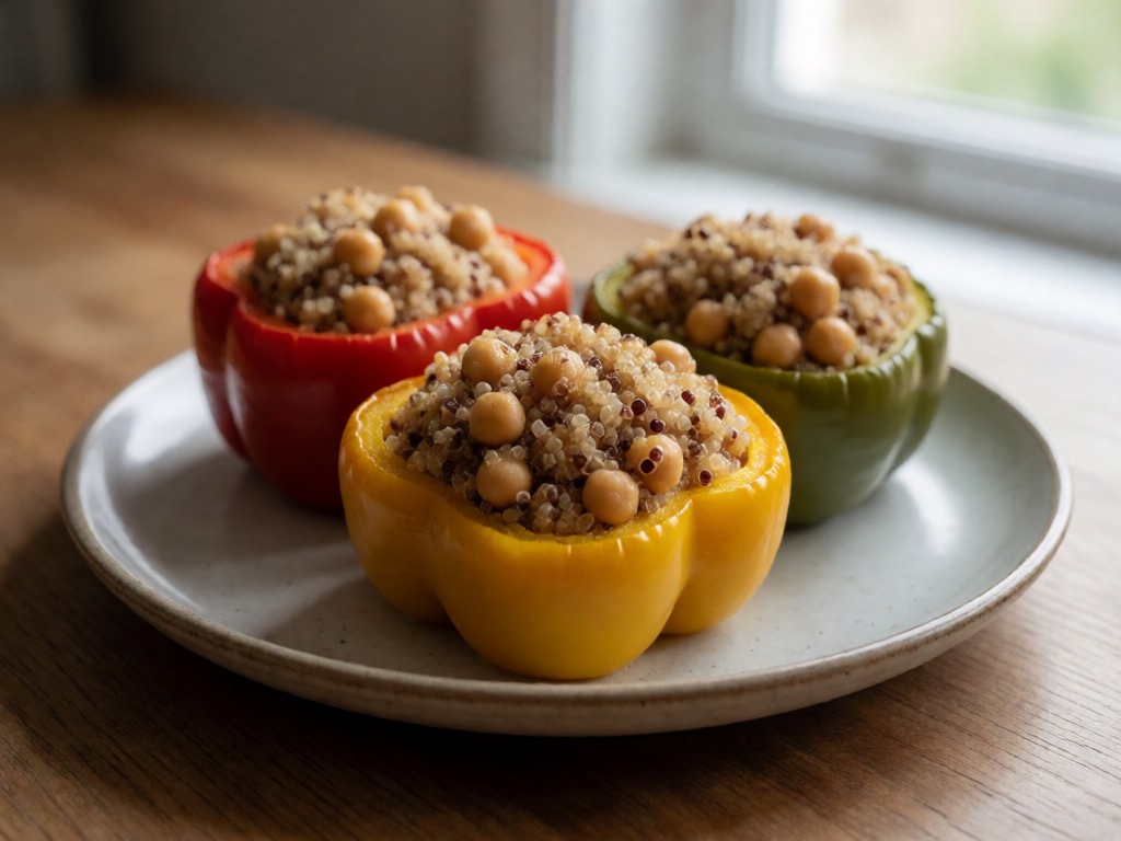 Gefüllte Paprika mit Quinoa und Kichererbsen