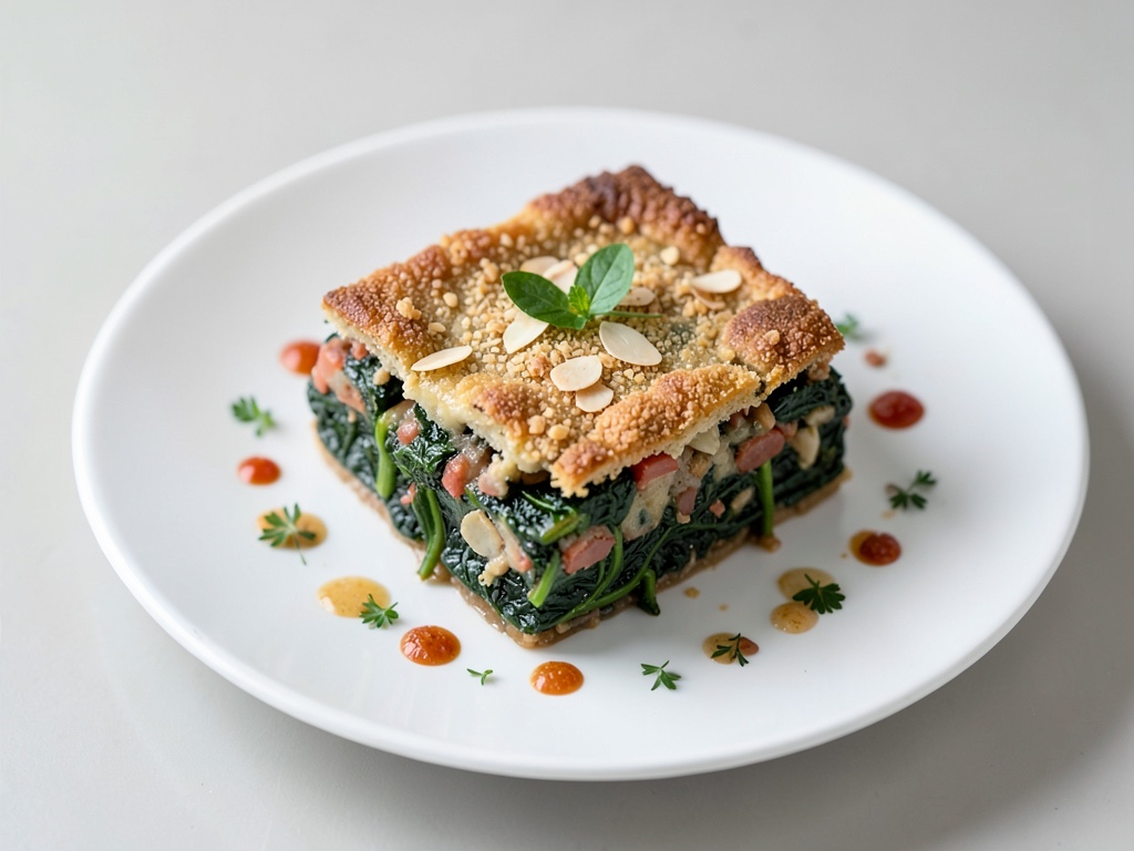 Spinat-Paprika-Auflauf mit Mandelkruste