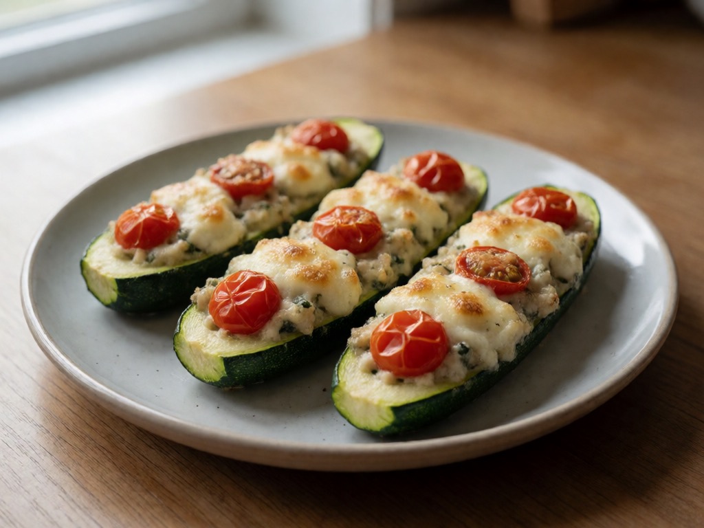 Gefüllte Zucchini in der Heißluftfritteuse